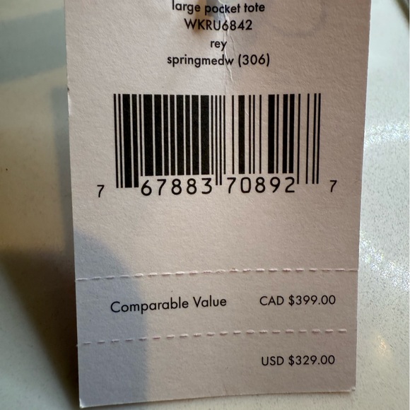 Kate Spade Light Green Tote with Cream Handles - Picture 5 of 6